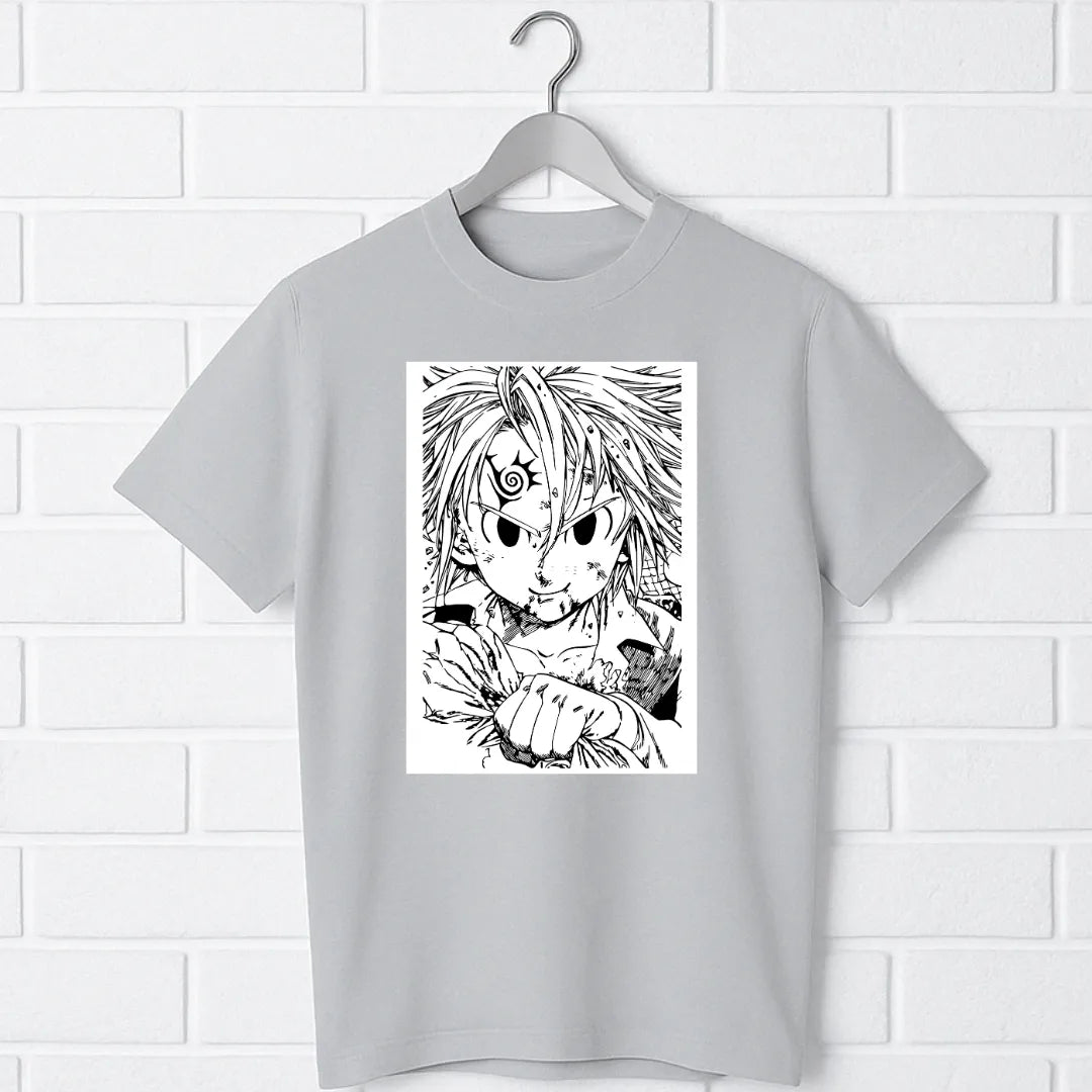 Meliodas Demon Mark T-Shirt – Seven Deadly Sins Anime Tee gray