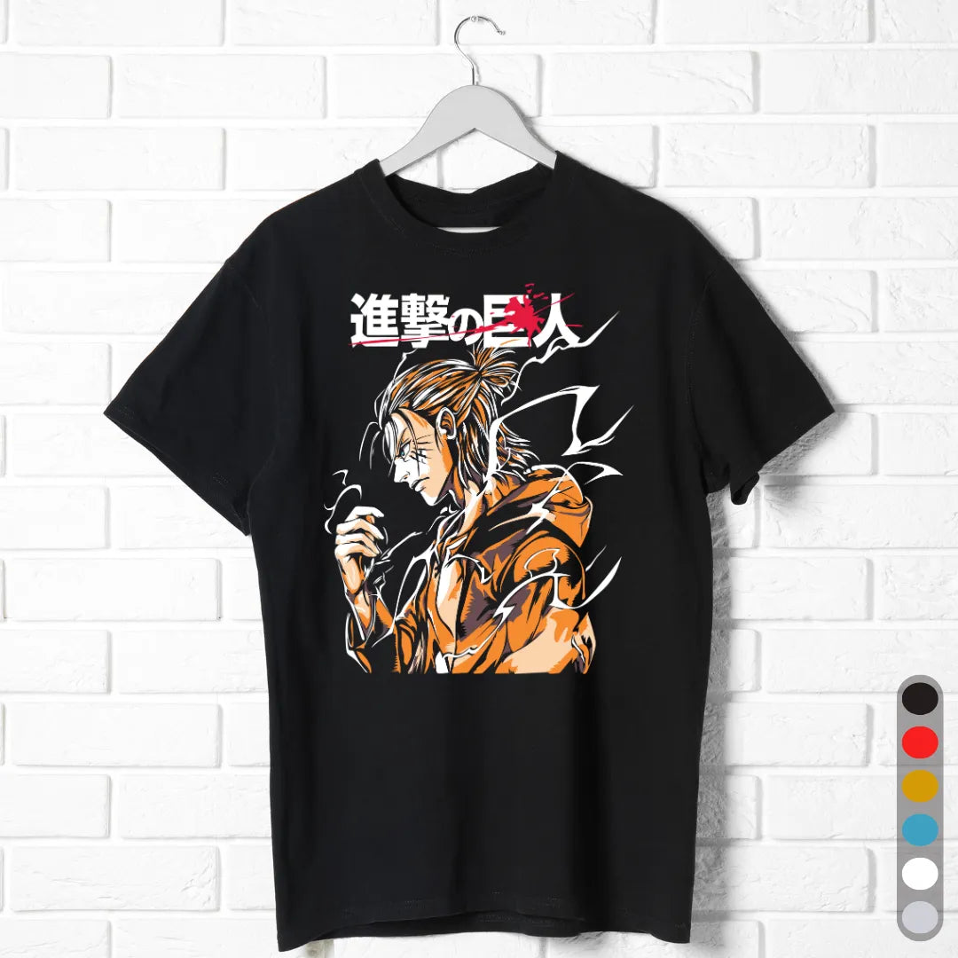 Eren Yeager Attack on Titan T-Shirt – Shingeki no Kyojin Anime Power Mode Tee
