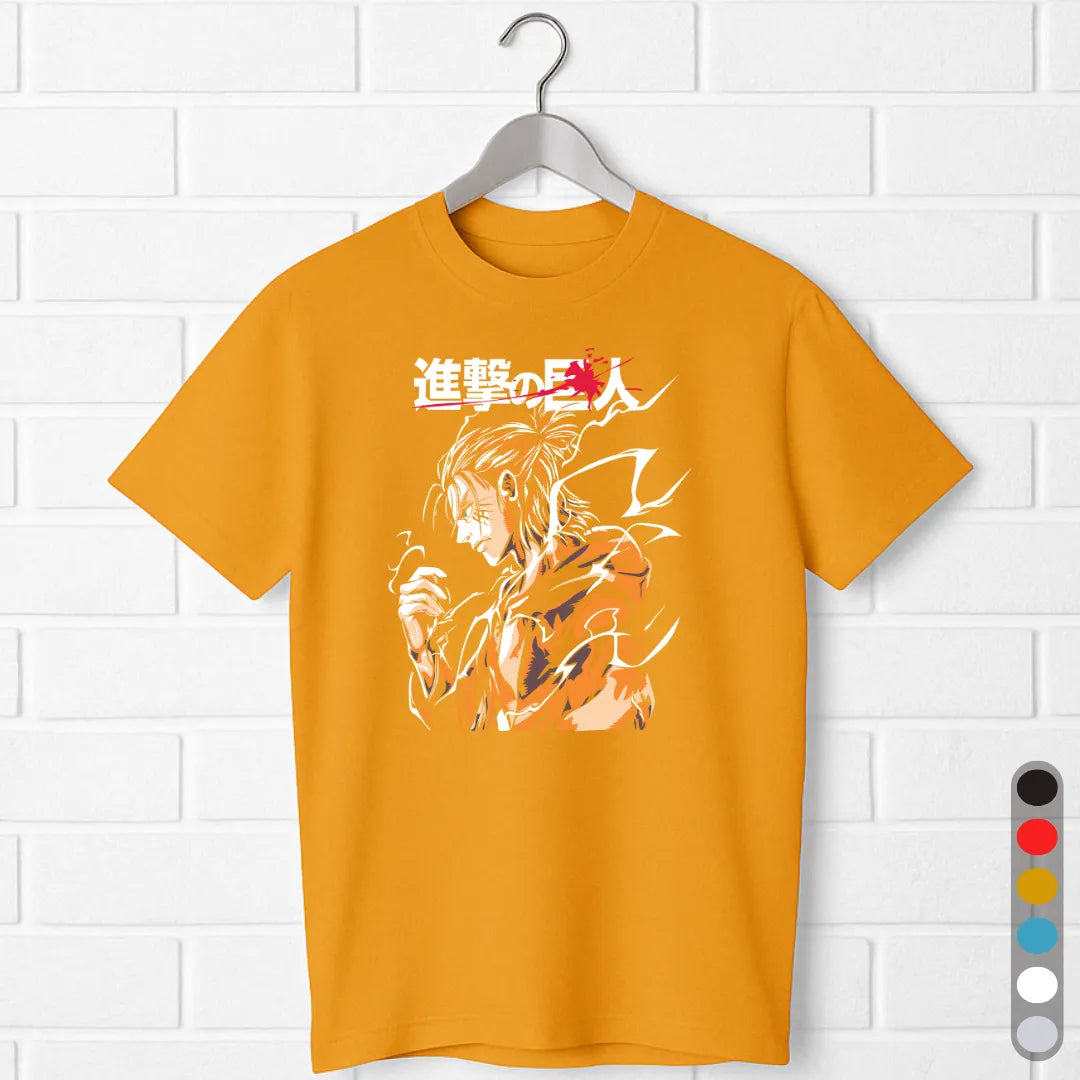 Eren Yeager Attack on Titan T-Shirt – Shingeki no Kyojin Anime Power Mode Tee