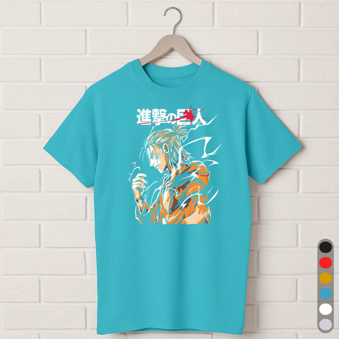 Eren Yeager Attack on Titan T-Shirt – Shingeki no Kyojin Anime Power Mode Tee