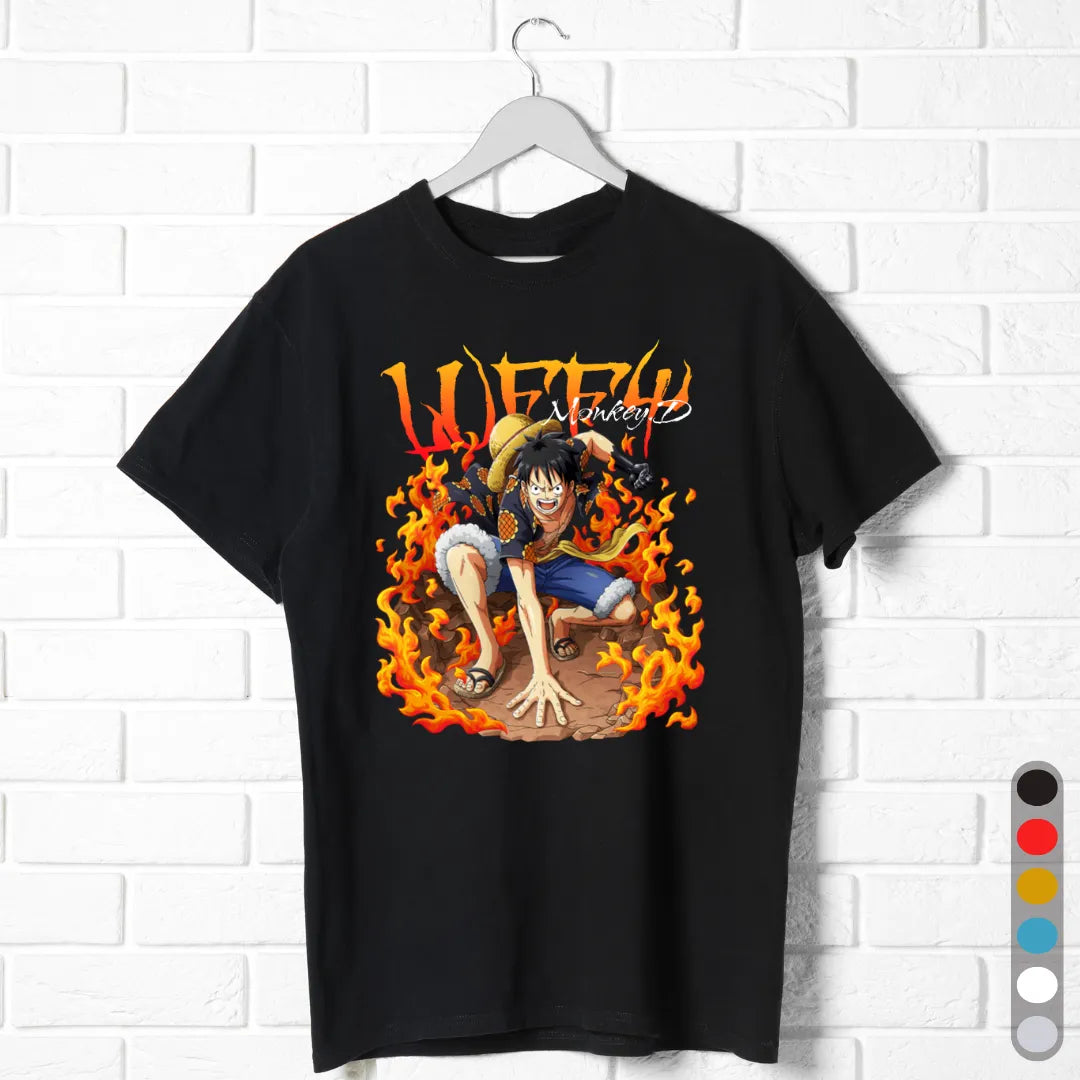 Luffy Fire T-Shirt – One Piece Gear Anime Tee