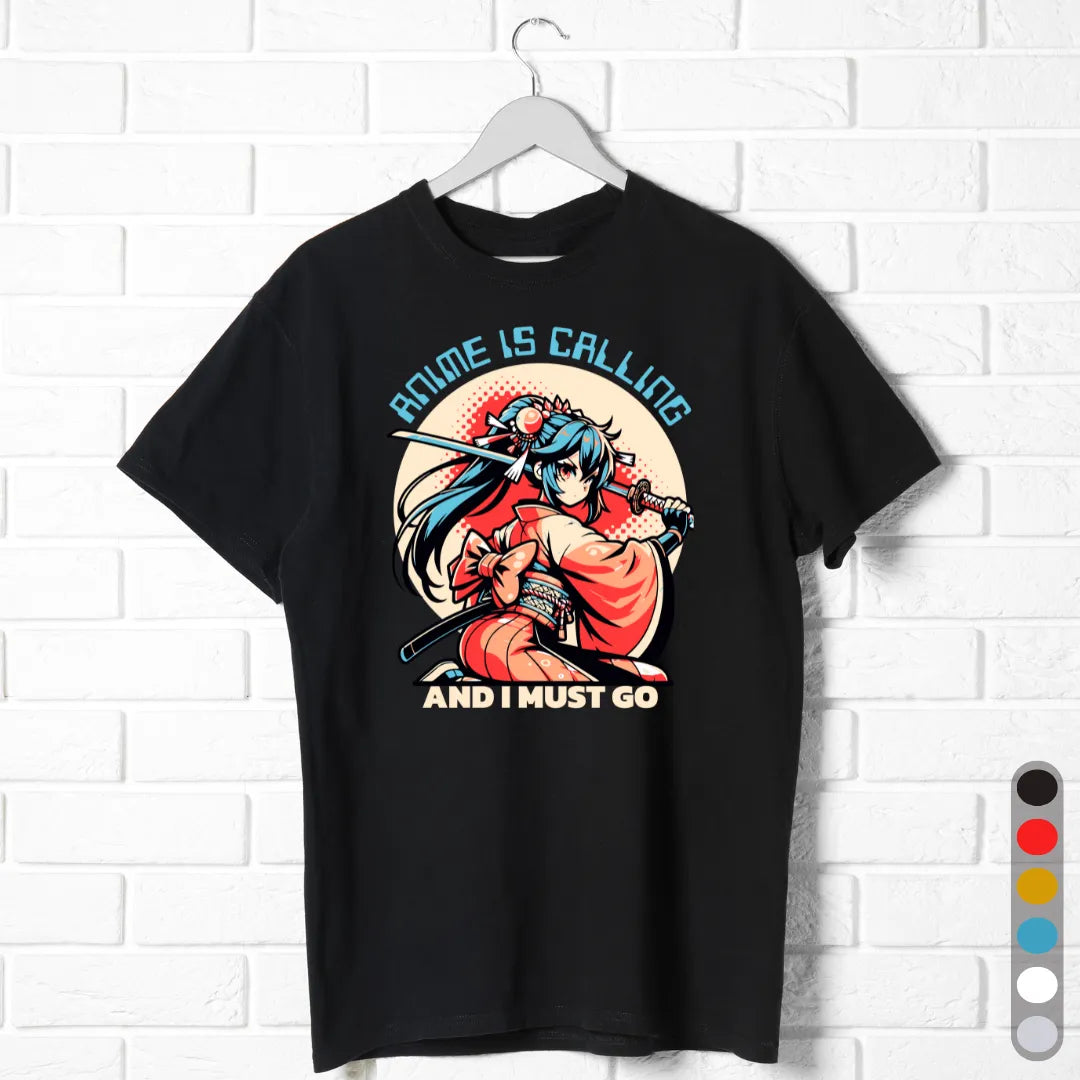Anime Is Calling T-Shirt – Samurai Girl Graphic Tee