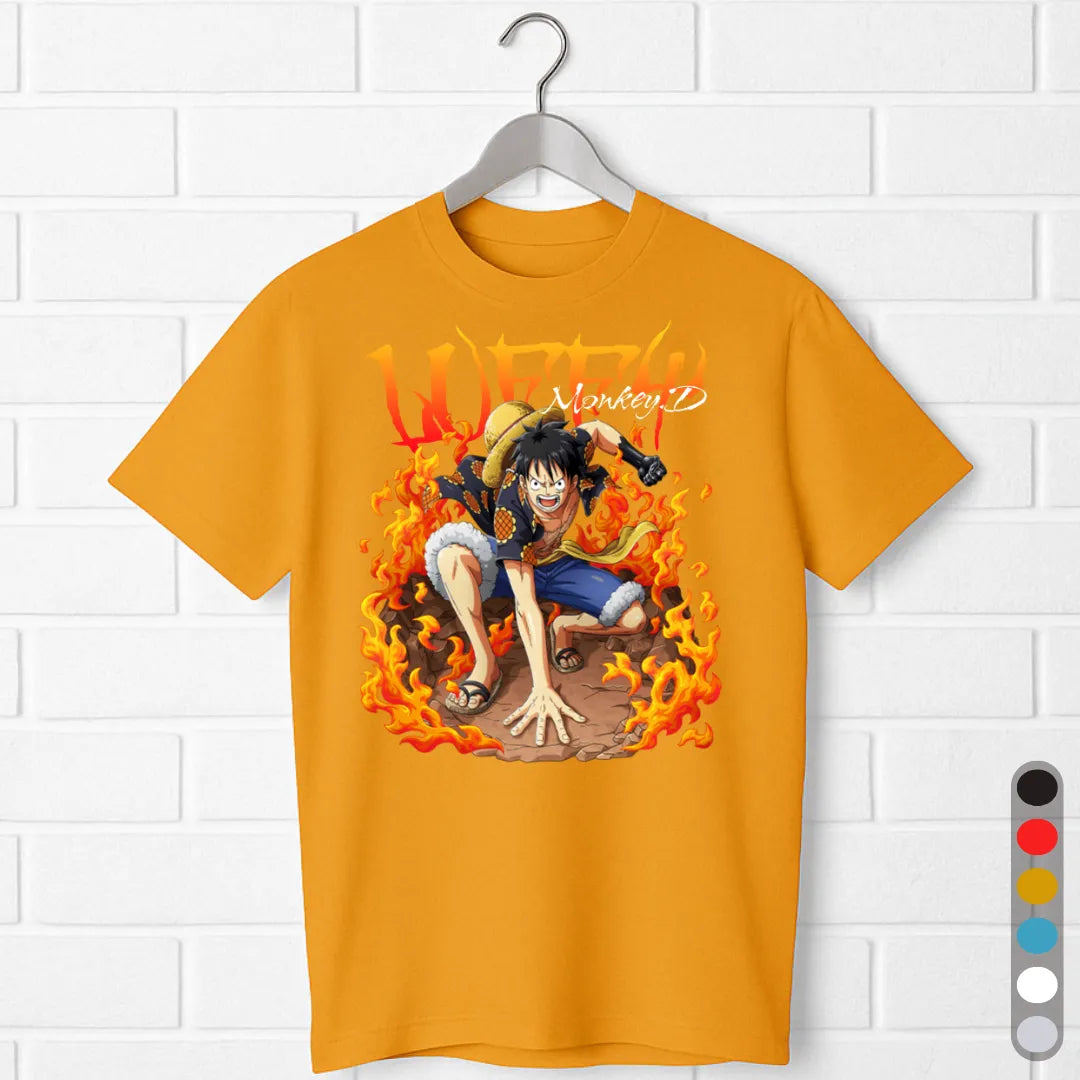 Luffy Fire T-Shirt – One Piece Gear Anime Tee