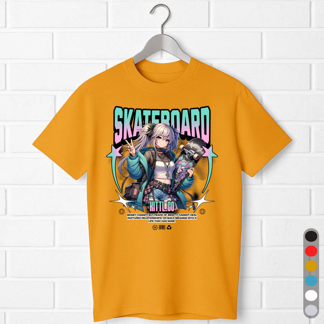 Anime Skateboard Girl T-Shirt – Streetwear Aesthetic Tee