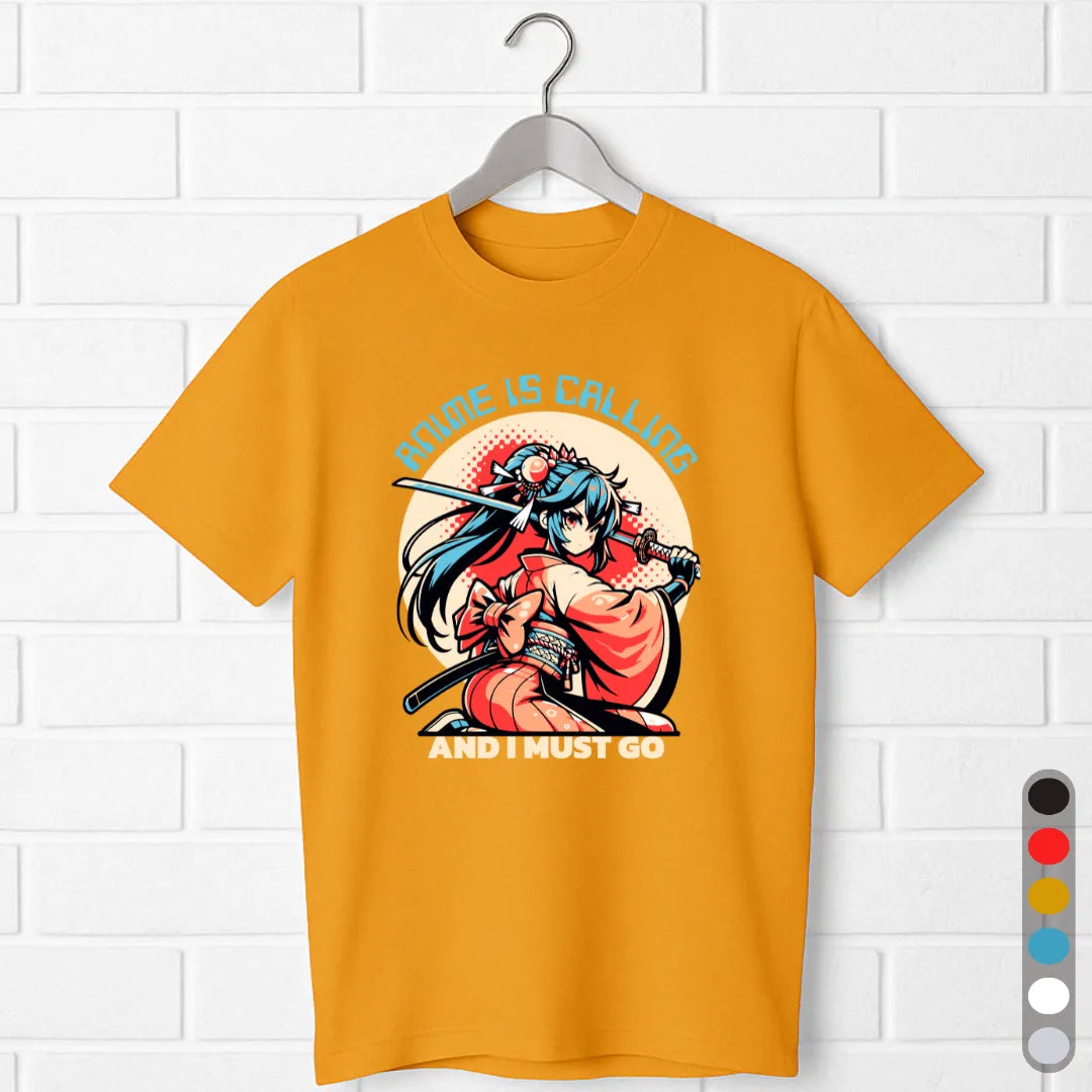 Anime Is Calling T-Shirt – Samurai Girl Graphic Tee