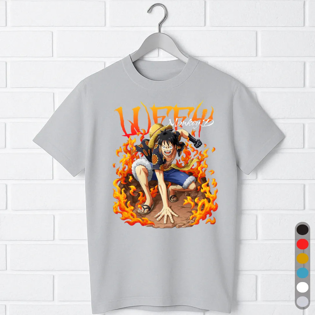 Luffy Fire T-Shirt – One Piece Gear Anime Tee