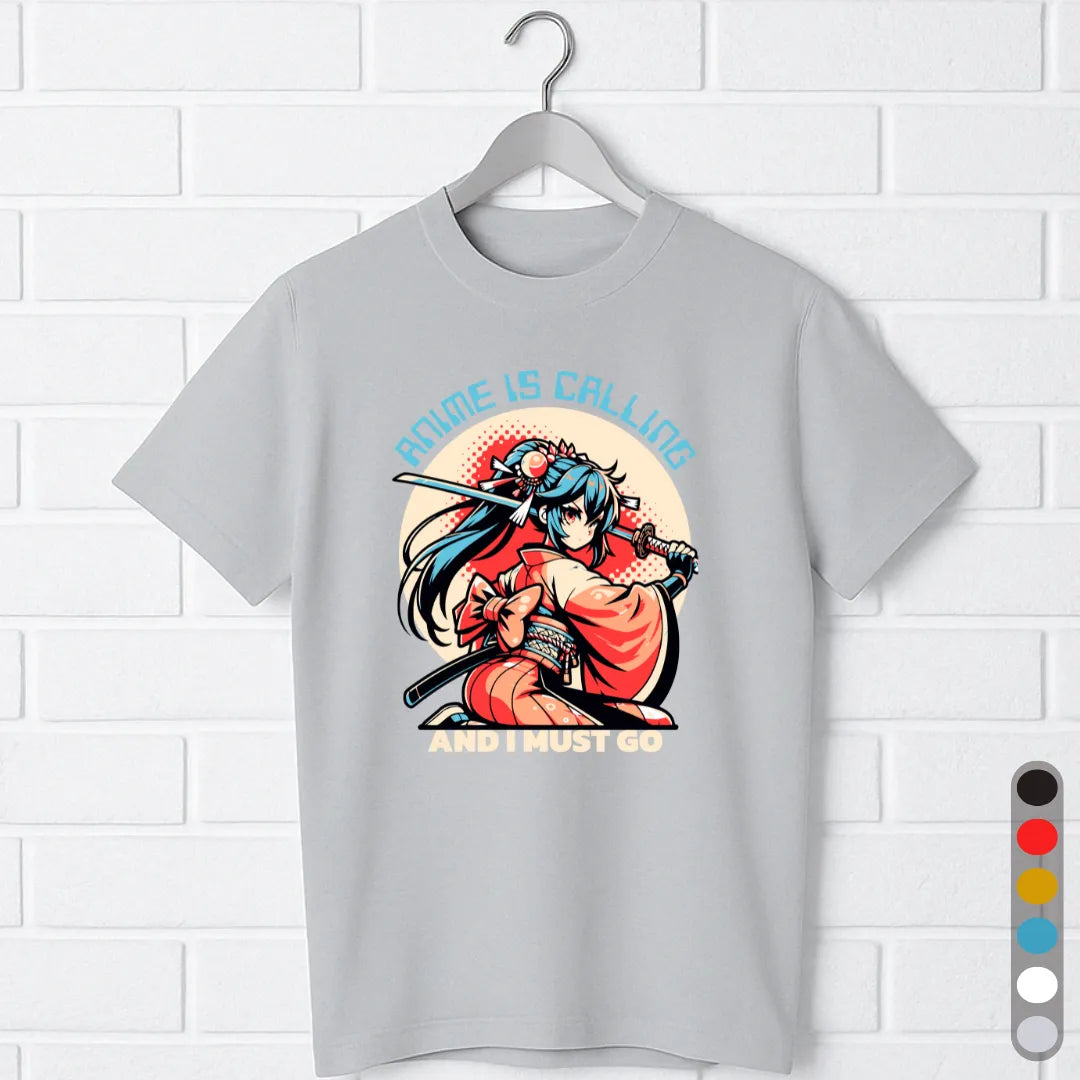 Anime Is Calling T-Shirt – Samurai Girl Graphic Tee