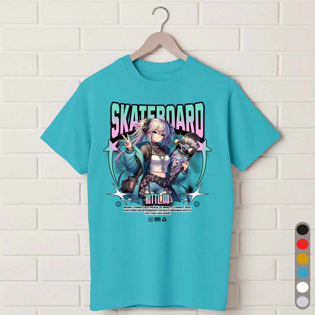 Anime Skateboard Girl T-Shirt – Streetwear Aesthetic Tee