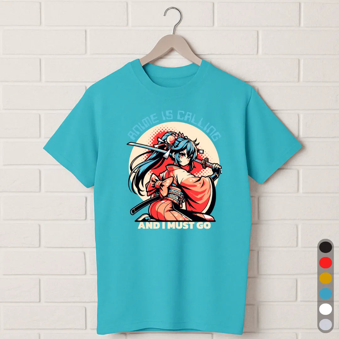 Anime Is Calling T-Shirt – Samurai Girl Graphic Tee