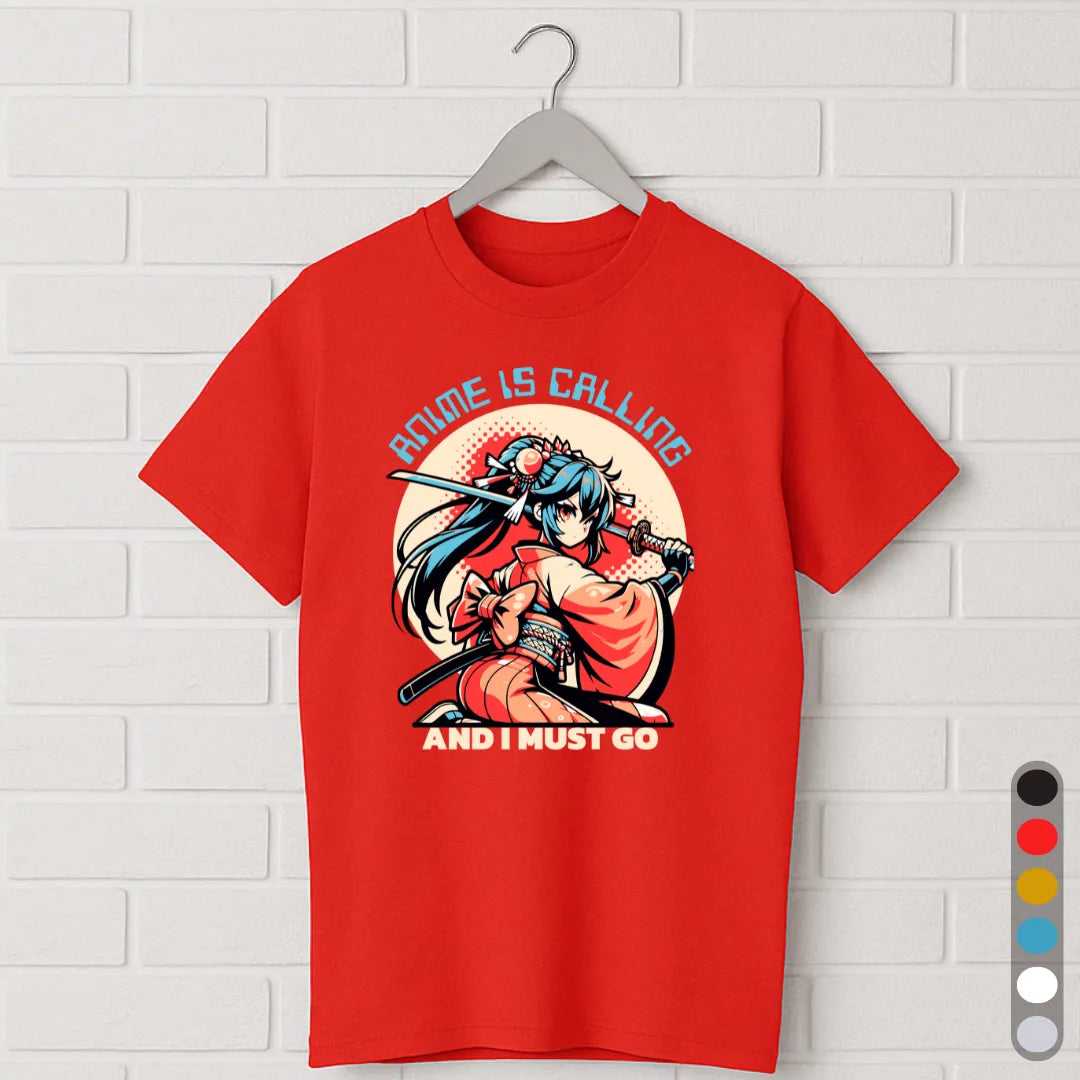Anime Is Calling T-Shirt – Samurai Girl Graphic Tee