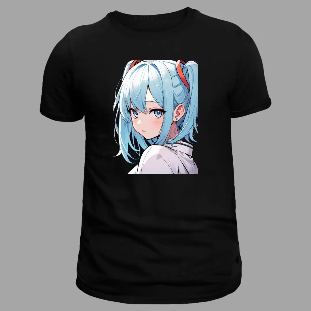 Blue Aura Anime T-Shirt in Black