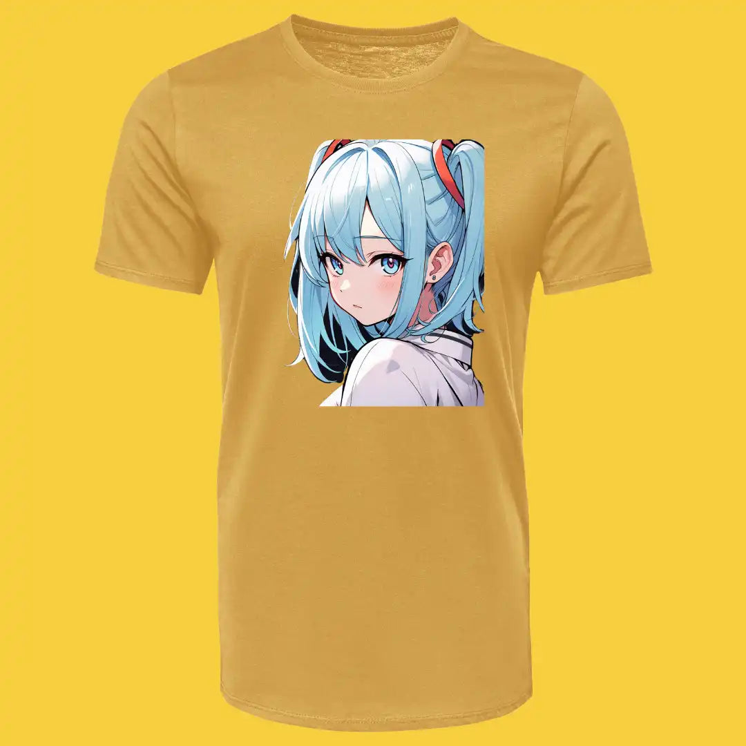 Blue Aura Anime T-Shirt in Gold