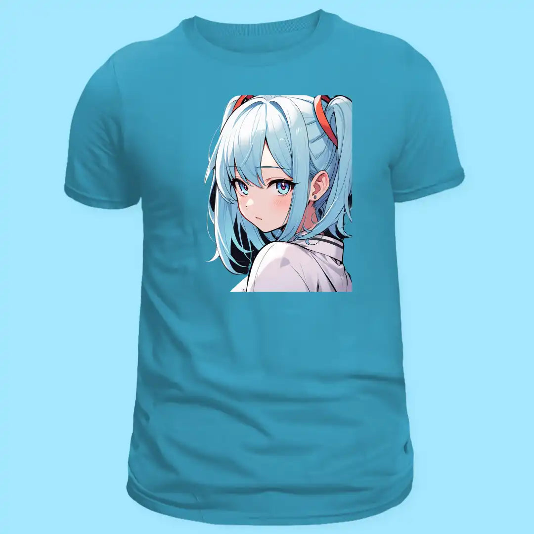 Blue Aura Anime T-Shirt in Light Blue