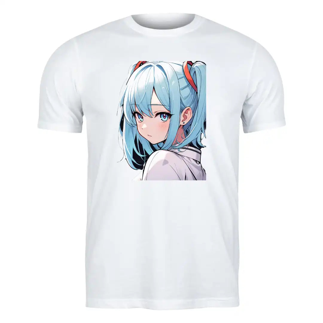 Blue Aura Anime T-Shirt in White