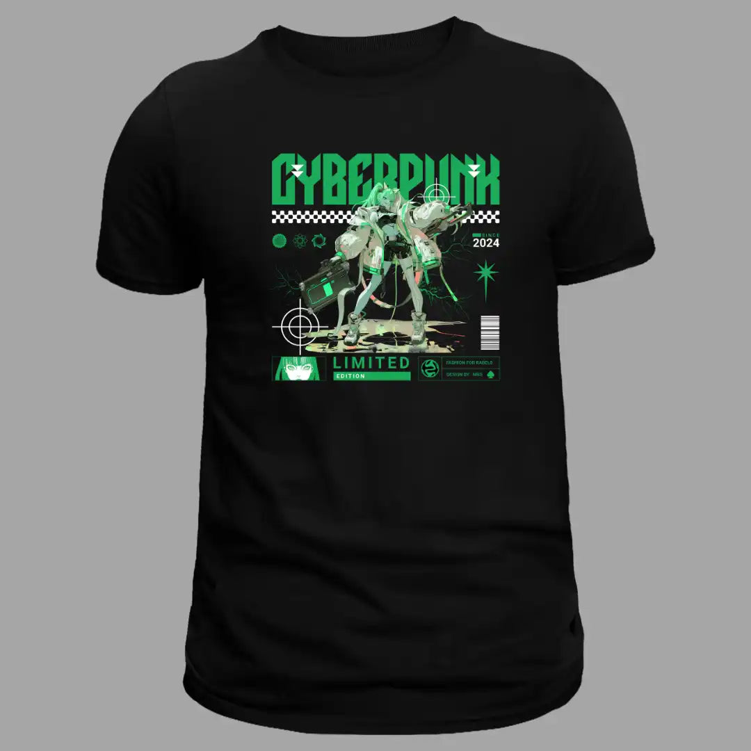 Cyberpunk Shadow Warrior T-Shirt in Black