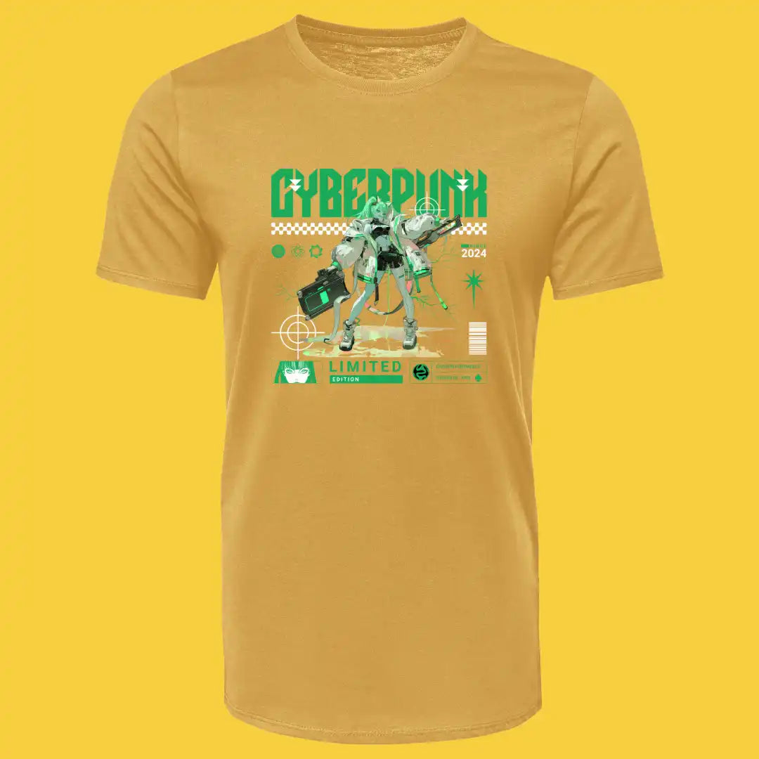 Cyberpunk Shadow Warrior T-Shirt in Gold