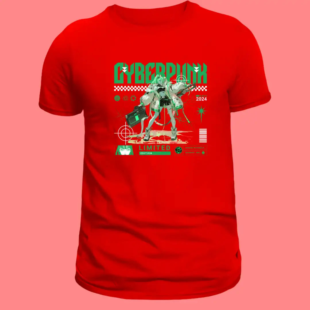 Cyberpunk Shadow Warrior T-Shirt in Red