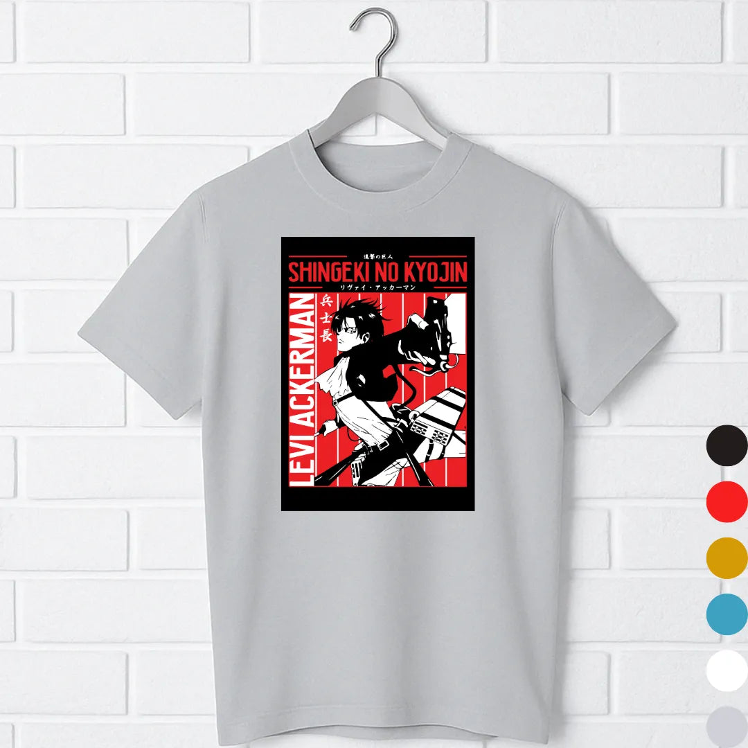 Levi Ackerman Attack on Titan T-Shirt – Shingeki no Kyojin Anime Tee gray