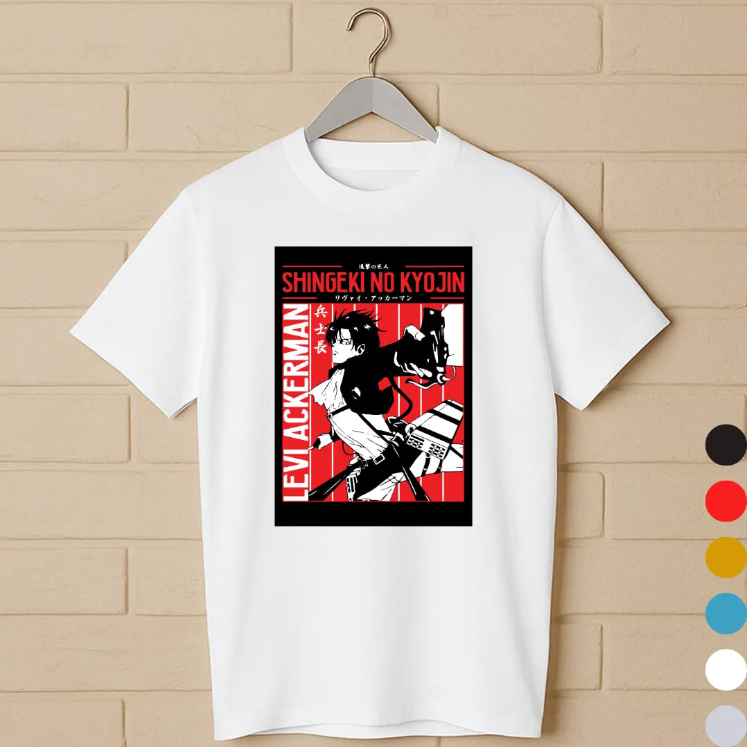 Levi Ackerman Attack on Titan T-Shirt – Shingeki no Kyojin Anime Tee White
