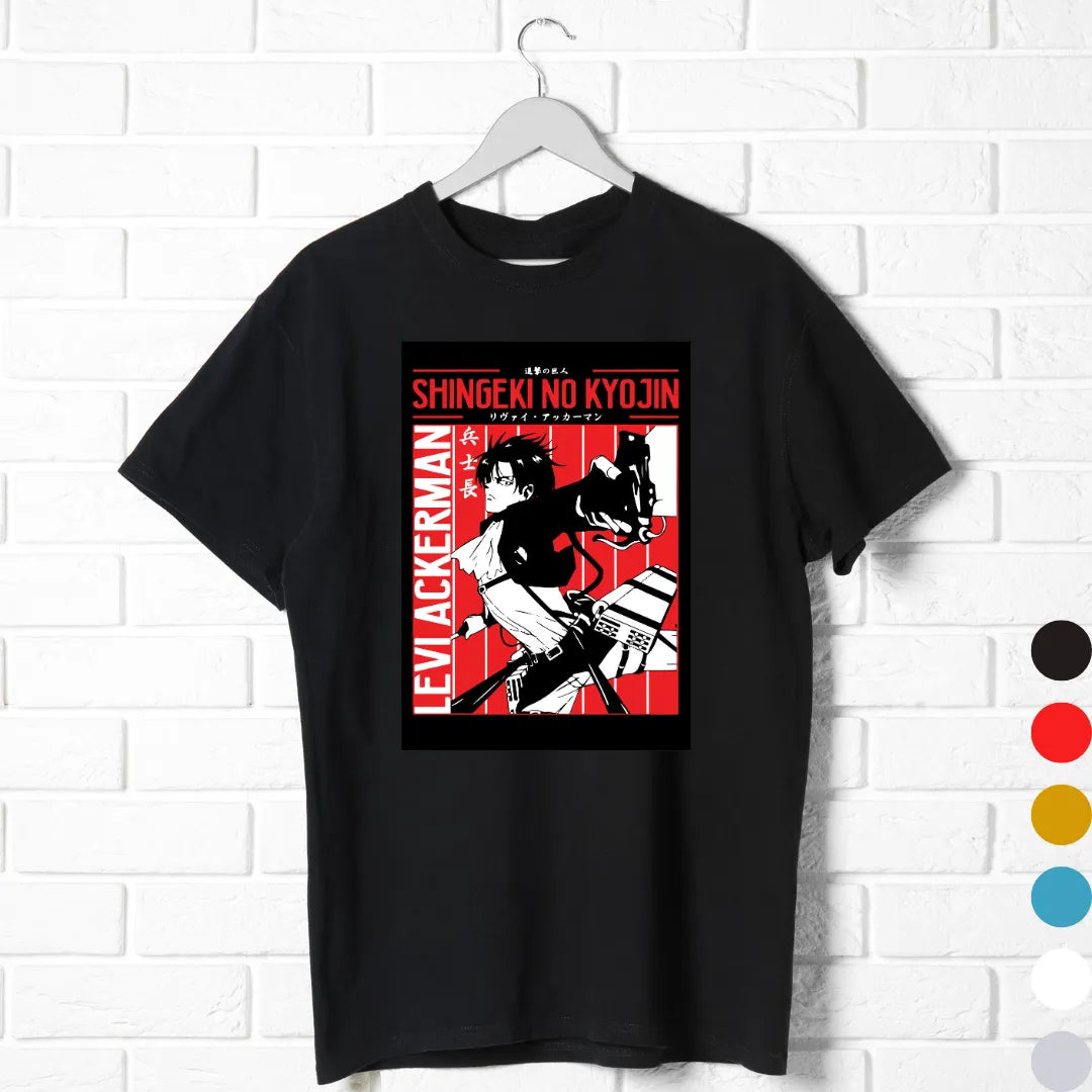 Levi Ackerman Attack on Titan T-Shirt – Shingeki no Kyojin Anime Tee black