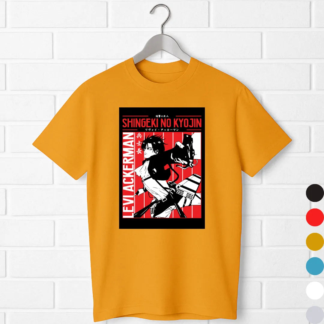 Levi Ackerman Attack on Titan T-Shirt – Shingeki no Kyojin Anime Tee golden