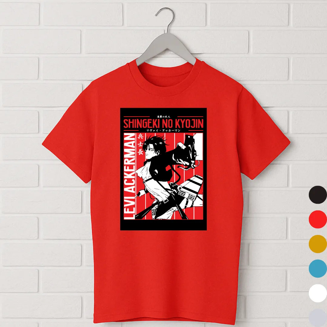 Levi Ackerman Attack on Titan T-Shirt – Shingeki no Kyojin Anime Tee red