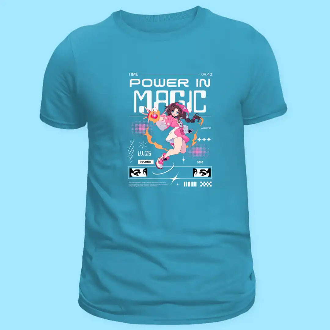 Mystic Energy Anime T-Shirt in Light Blue