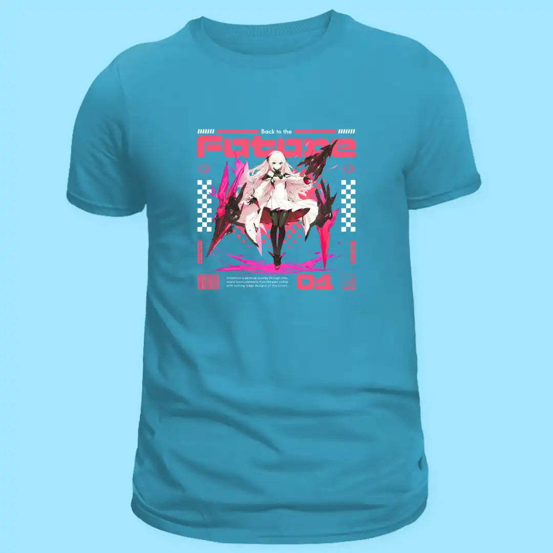 Neon Future Anime T-Shirt in Light Blue