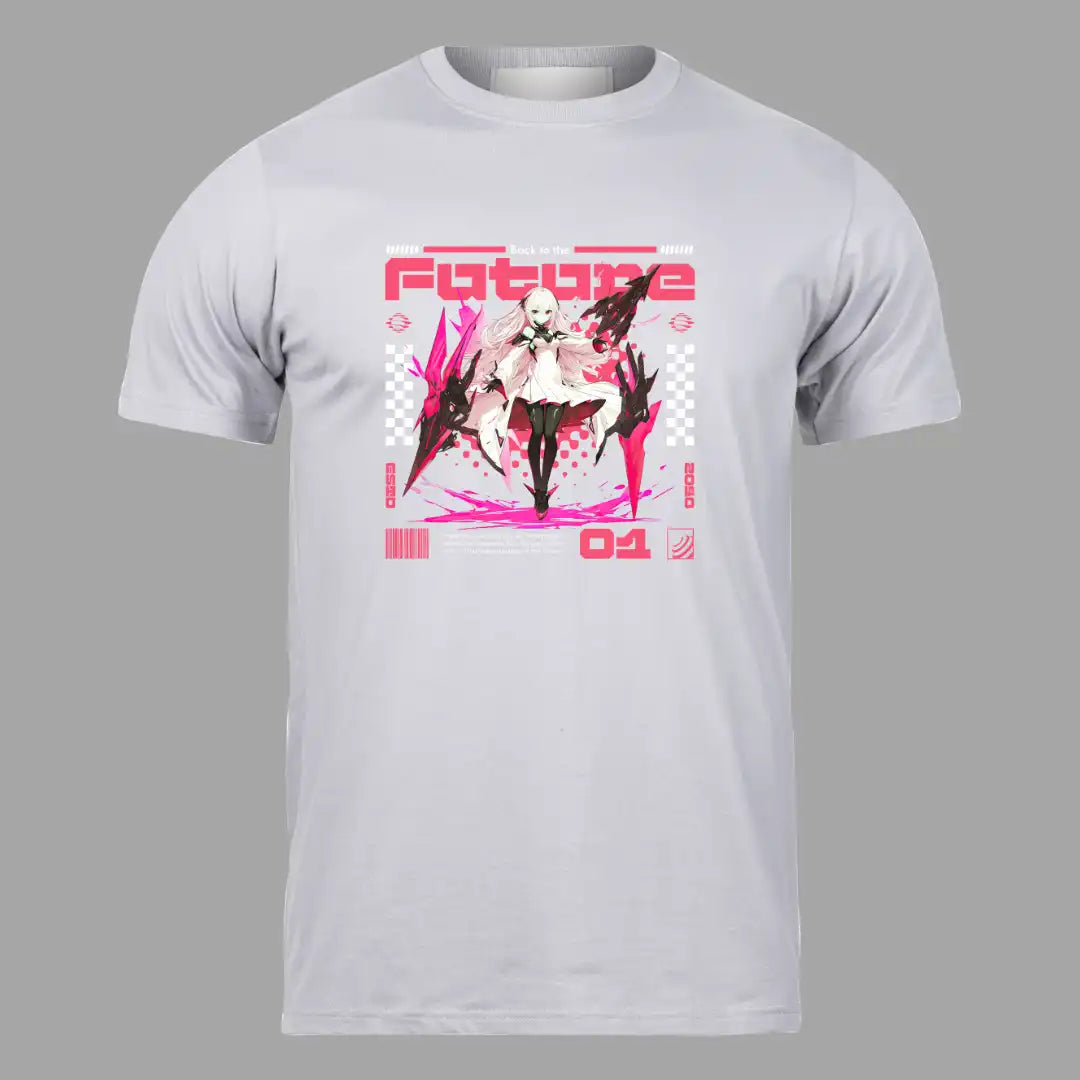 Neon Future Anime T-Shirt in Pastel Gray