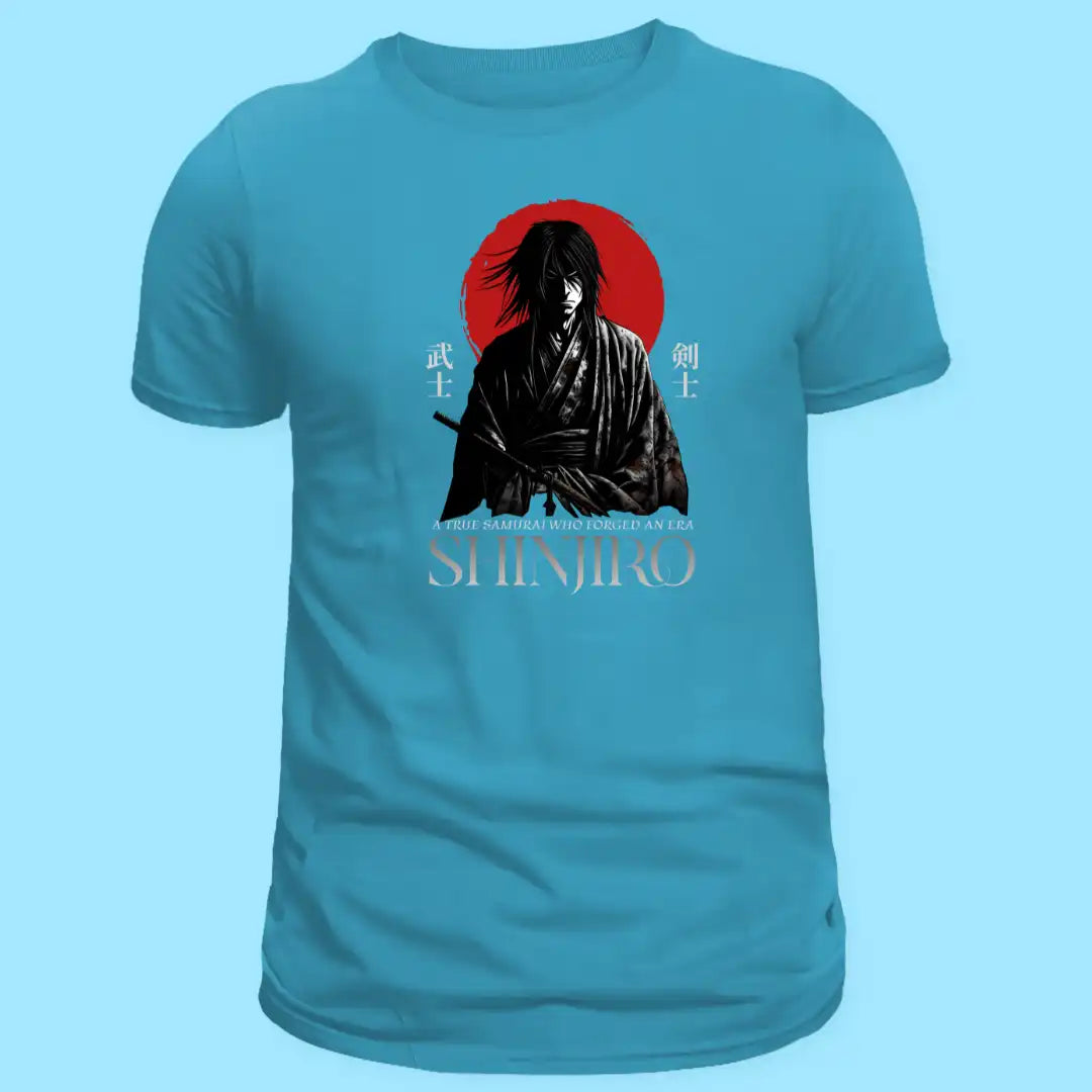 Shinjiro Samurai Anime T-Shirt in Light Blue