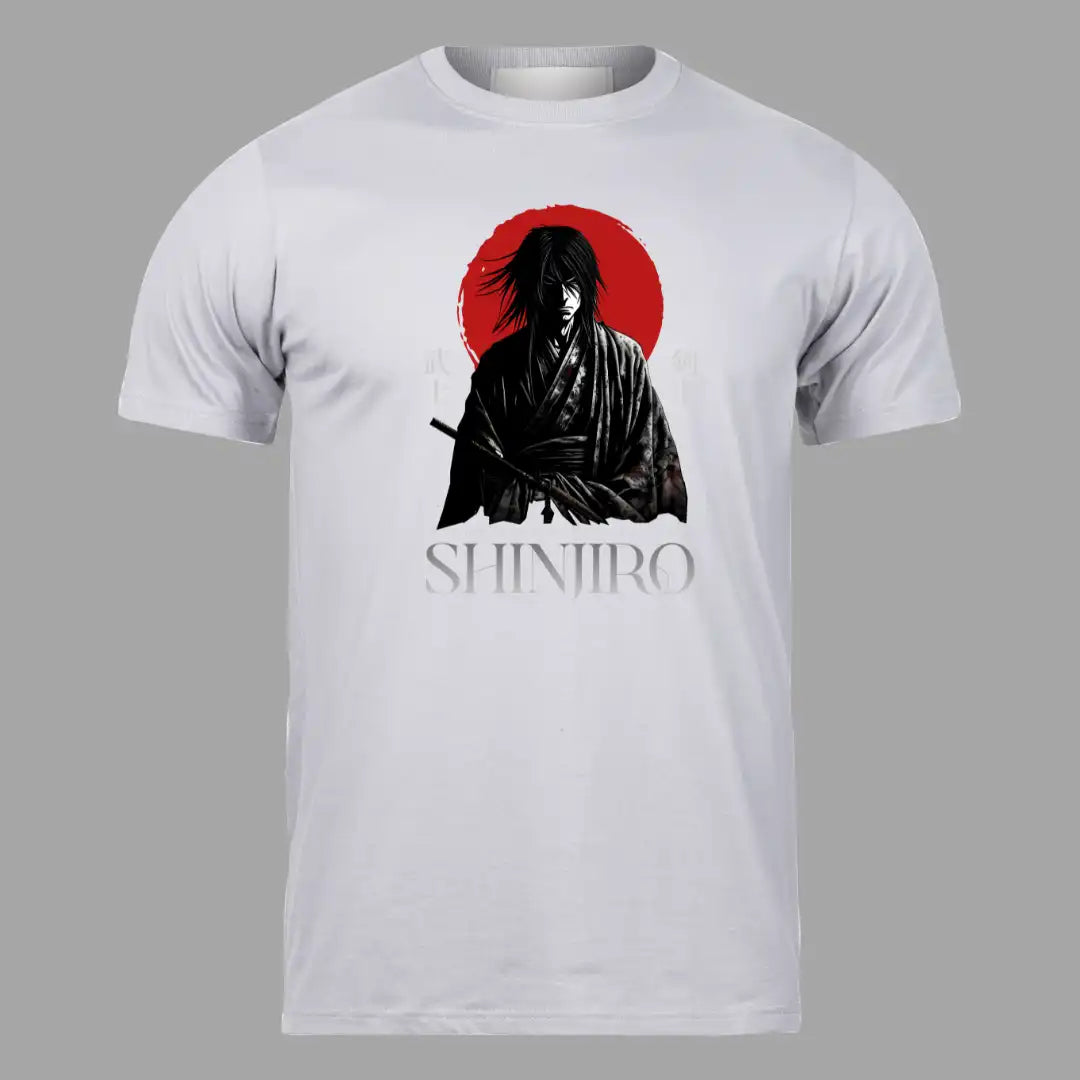 Shinjiro Samurai Anime T-Shirt in Pastel Gray