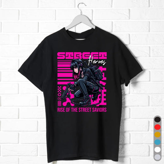 Street Heroes T-Shirt – Cyberpunk Anime Girl Tee