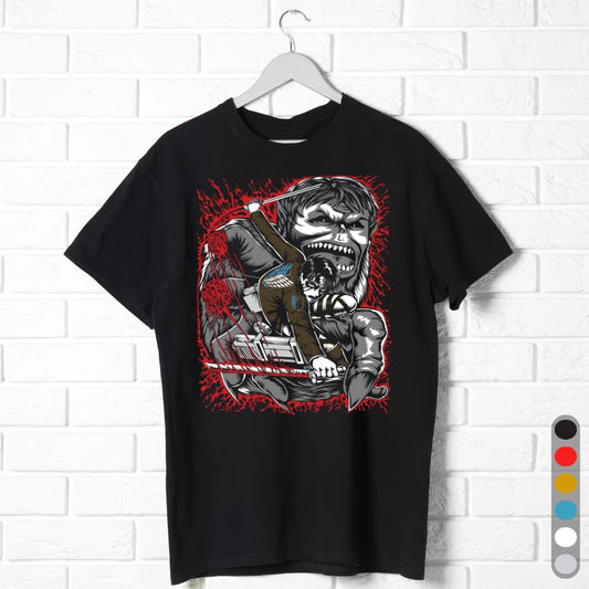 Levi vs Beast Titan T-Shirt – Attack on Titan Anime Battle Tee (Unisex)