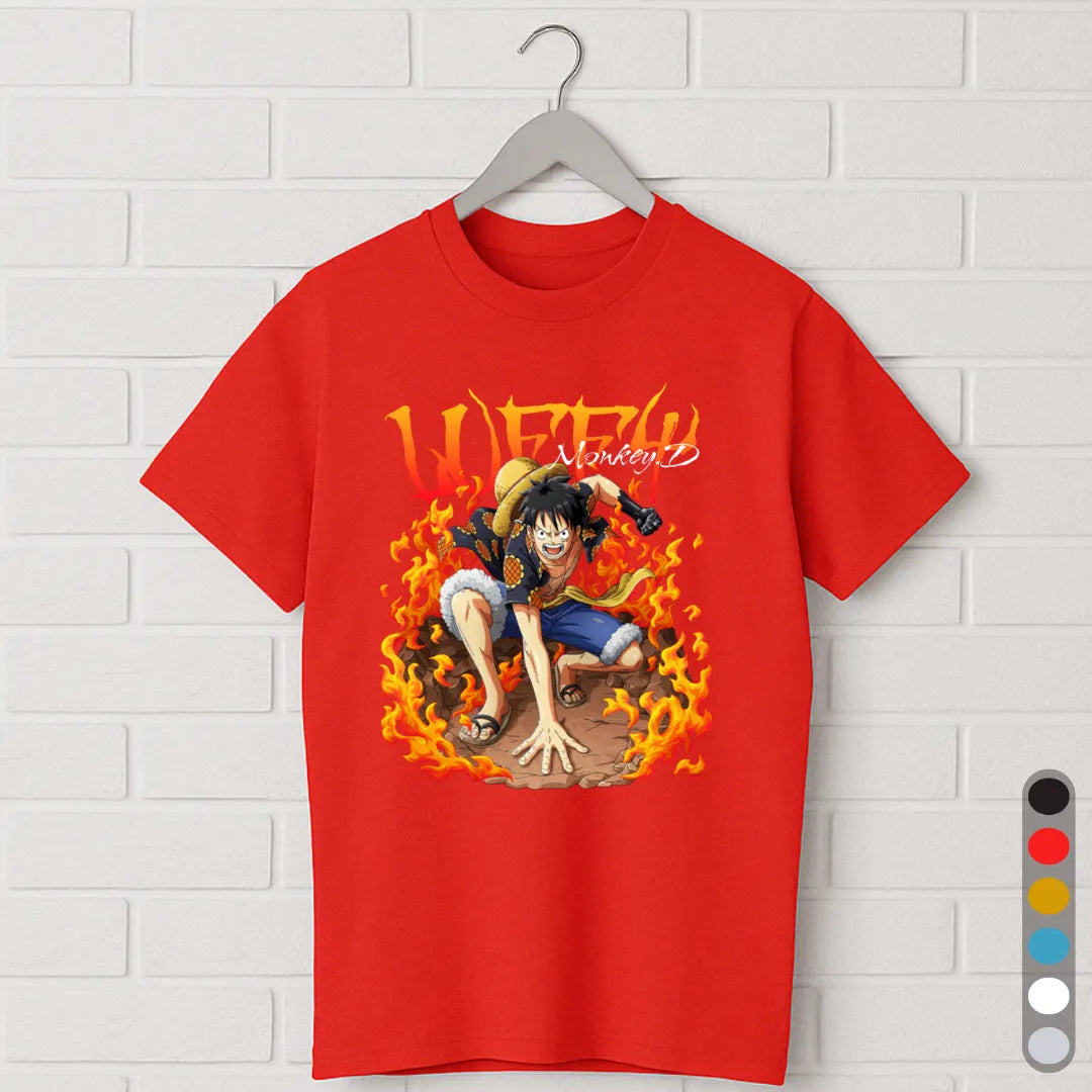 Luffy Fire T-Shirt – One Piece Gear Anime Tee