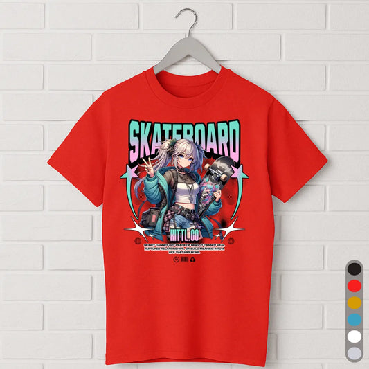 Anime Skateboard Girl T-Shirt – Streetwear Aesthetic Tee